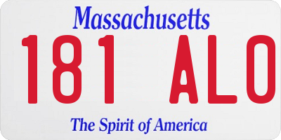 MA license plate 181AL0