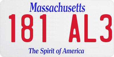 MA license plate 181AL3