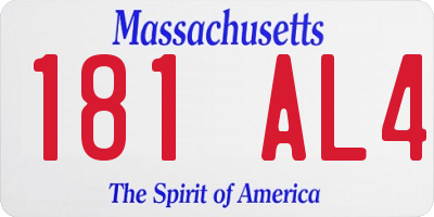 MA license plate 181AL4