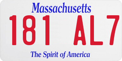 MA license plate 181AL7