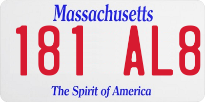 MA license plate 181AL8