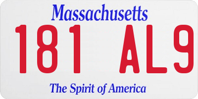 MA license plate 181AL9