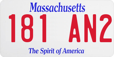 MA license plate 181AN2