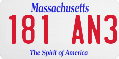 MA license plate 181AN3