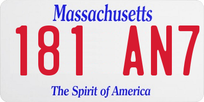 MA license plate 181AN7