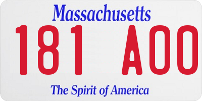MA license plate 181AO0