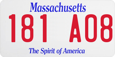 MA license plate 181AO8