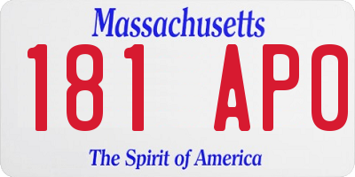 MA license plate 181AP0