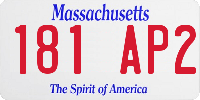 MA license plate 181AP2