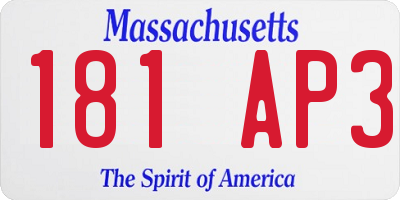MA license plate 181AP3