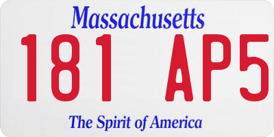 MA license plate 181AP5