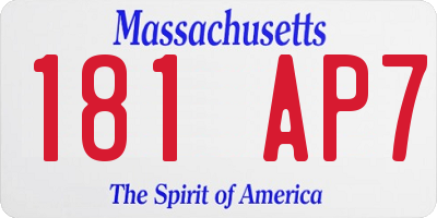MA license plate 181AP7