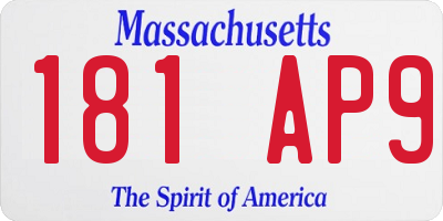 MA license plate 181AP9