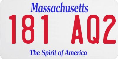 MA license plate 181AQ2