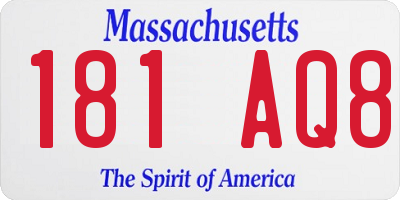 MA license plate 181AQ8
