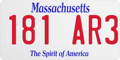 MA license plate 181AR3