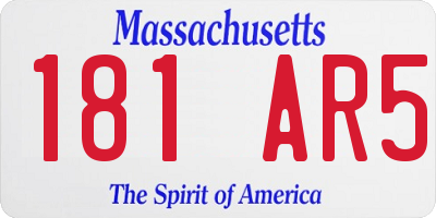 MA license plate 181AR5