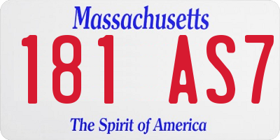 MA license plate 181AS7