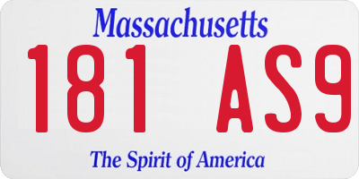 MA license plate 181AS9