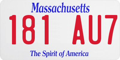 MA license plate 181AU7