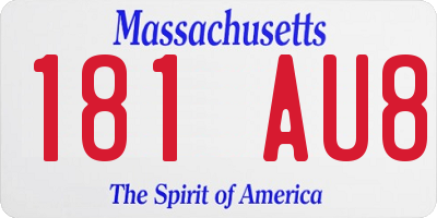 MA license plate 181AU8