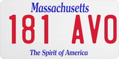 MA license plate 181AV0