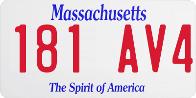 MA license plate 181AV4
