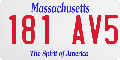 MA license plate 181AV5