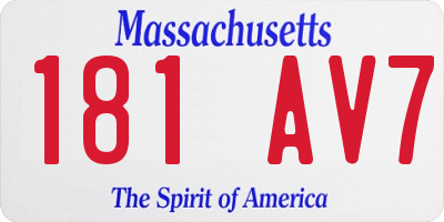 MA license plate 181AV7