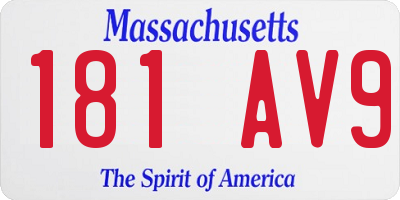 MA license plate 181AV9