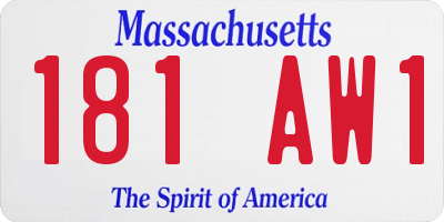 MA license plate 181AW1
