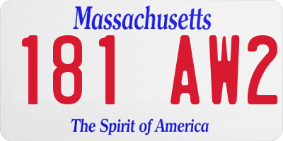 MA license plate 181AW2