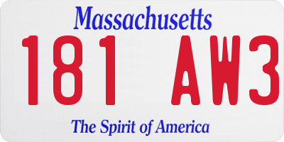 MA license plate 181AW3