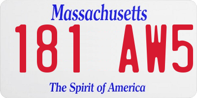 MA license plate 181AW5