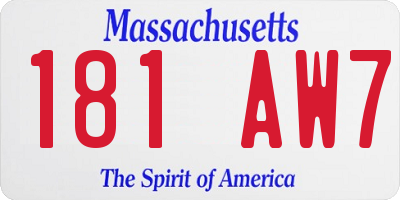 MA license plate 181AW7