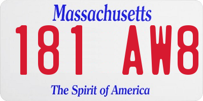 MA license plate 181AW8