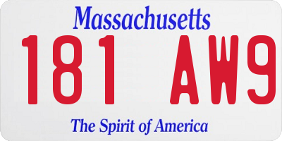 MA license plate 181AW9