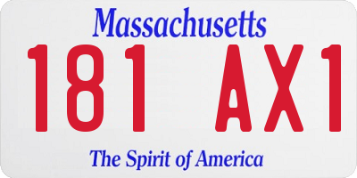 MA license plate 181AX1