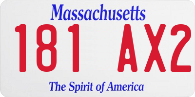 MA license plate 181AX2