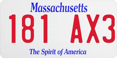 MA license plate 181AX3