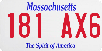 MA license plate 181AX6
