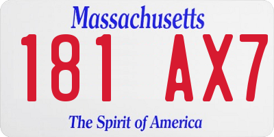 MA license plate 181AX7