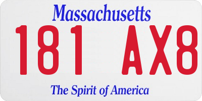 MA license plate 181AX8