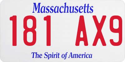 MA license plate 181AX9