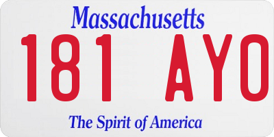 MA license plate 181AY0