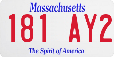 MA license plate 181AY2