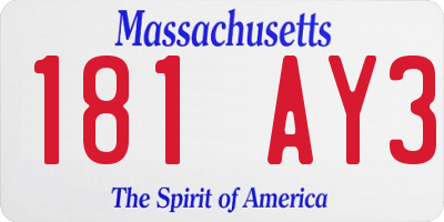 MA license plate 181AY3