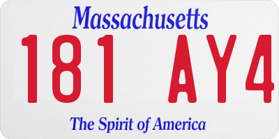 MA license plate 181AY4