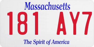 MA license plate 181AY7