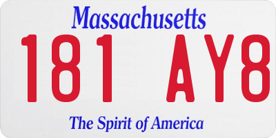 MA license plate 181AY8